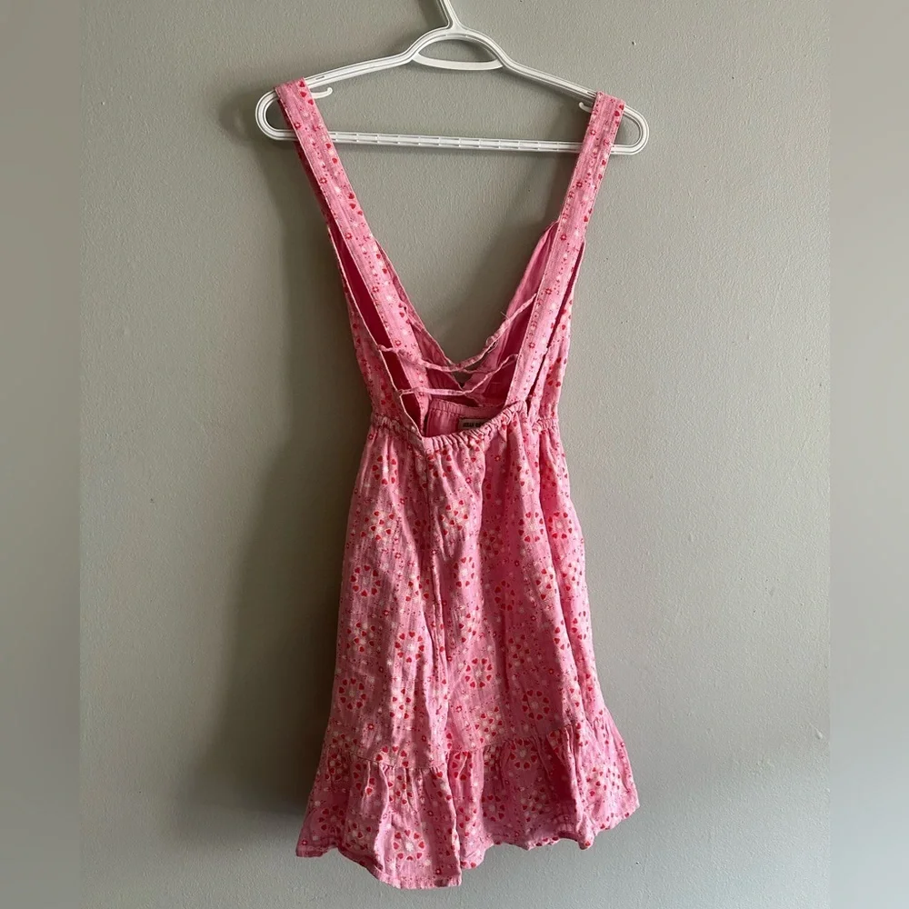 Urban Outfitters Pink Eyelet Ruffle Tie-Waist Mini Dress - Picture 8 of 14